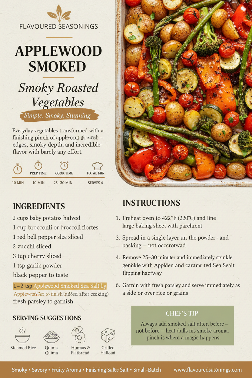 Applewood Smoked Sea Salt Smoky Roasted Vegetables Recipe Card