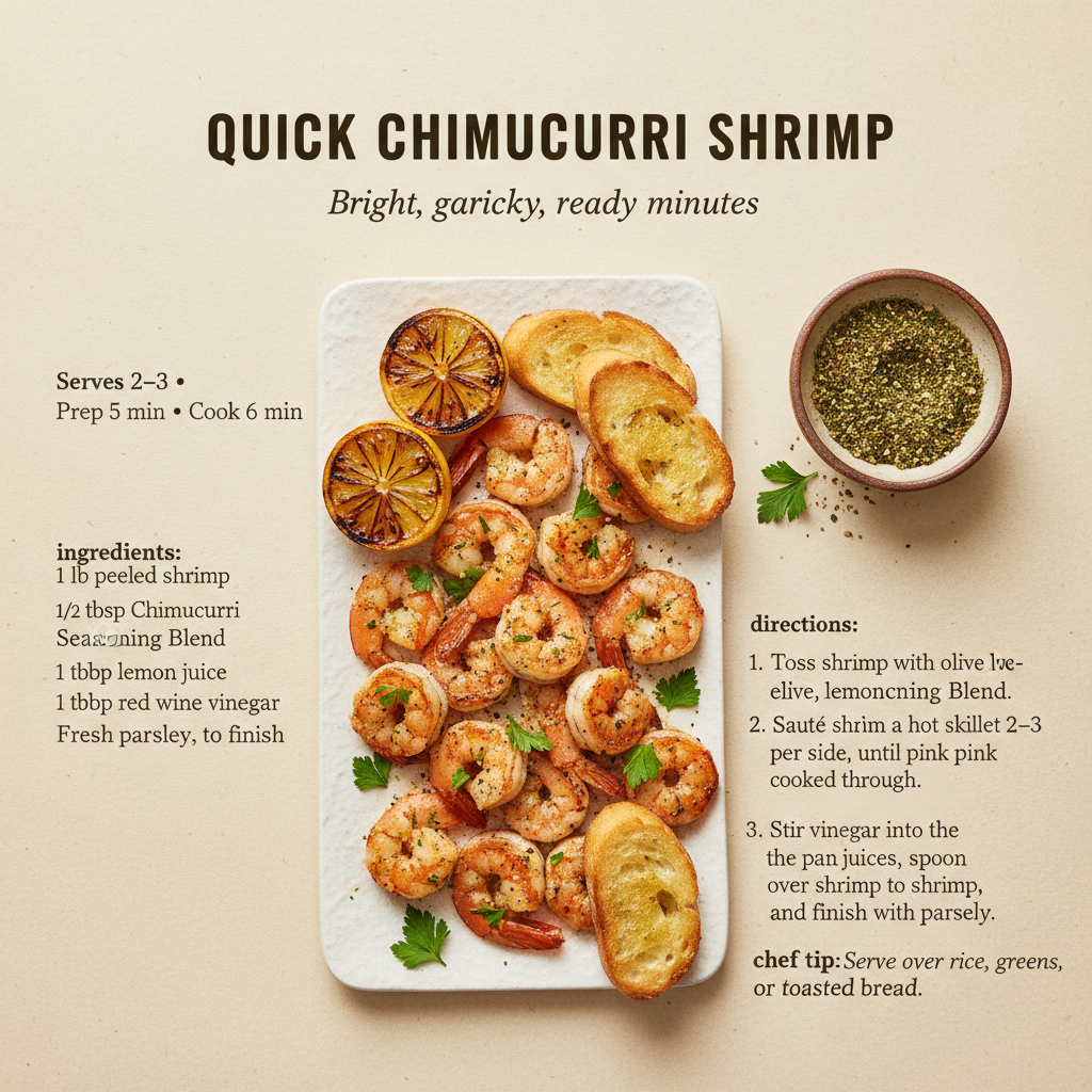 Quick Chimichurri Shrimp recipe card