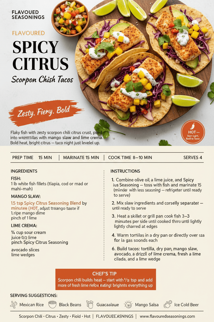 Spicy Citrus Seasoning Blend (Scorpion Chili + Citrus) - Flavoured Gourmet Seasonings
