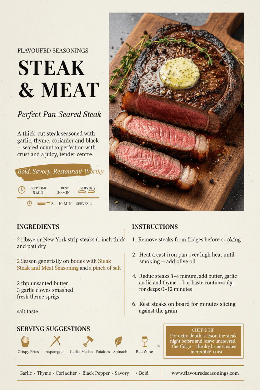 Steak and Meat Seasoning - Flavoured Gourmet Seasonings